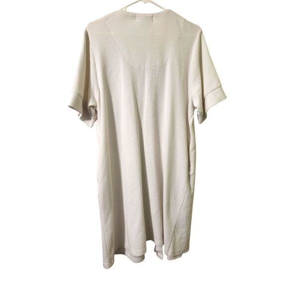 Miss Elaine Intimates White Pink Floral  Snap Up Front Midi House Coat Robe, L - Picture 2 of 11